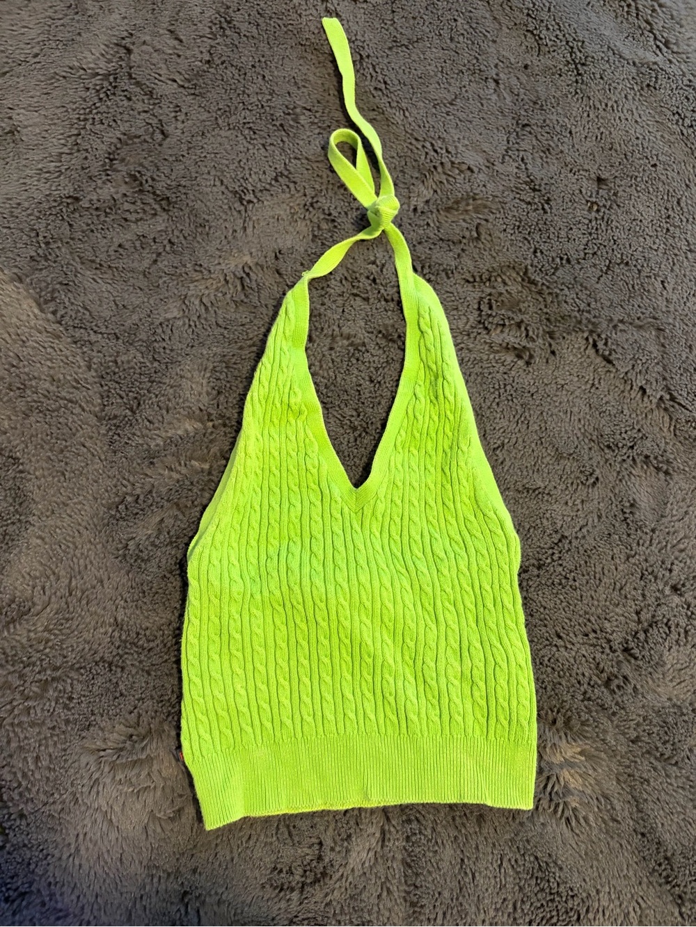 Ralph Lauren Neon Green Cable Knit Halter Camisole